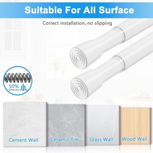2 Pack Spring Loaded Tension Rod 17-41 Adjustable Curtain Rods No Drill Extendable Spring Rod Tension Curtain Rods For Window Kitchen Shelves Rv Refrigerator And Small Spaces,White