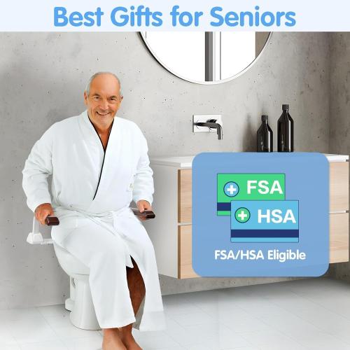 FSA/HSA Eligible Toilet Safety Rails for Seniors, Heavy Duty Foldable Toilet Support for Seniors, Elderly Toilet Seat Rails with Arms, Toilet Bars for Elderly and Disabled Up to 520LBS (Brown Color)