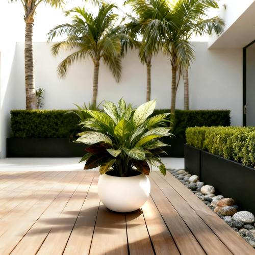Large Round Planter,Planters for Indoor Plants & Outdoor,Durable Plastic Material Sphere Planter with Drainage Hole & Rubber Plug Weather Resistant,Plant Pot