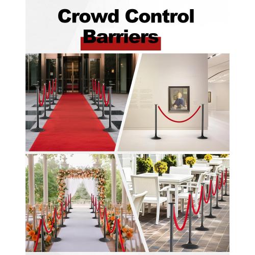 RoadHero Plastic Stanchion Post, Red Carpet Ropes and Poles with Weighted Base, Velvet Rope Barrier for Crowd Control, Party and Movie Theater, 2 PCS