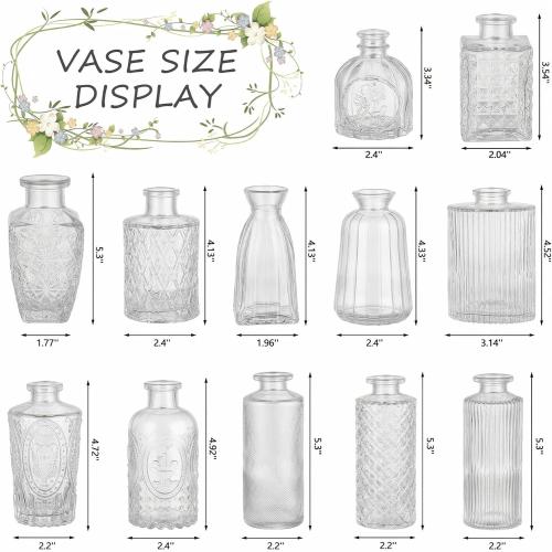 RUCKAE Small Clear Bud Vases Bulk 12 Pack Mini Flower Glass Vases for Centerpiece Table Wedding Decorations Home Decor Party