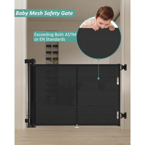 Miumoon 50 inch Retractable Baby Gates 34 inch Tall, Retractable Gate with Reinforced Strip Design to Prevent Crawling Through, Retractable Dog Gate for Stairs, Doorways, Hallways