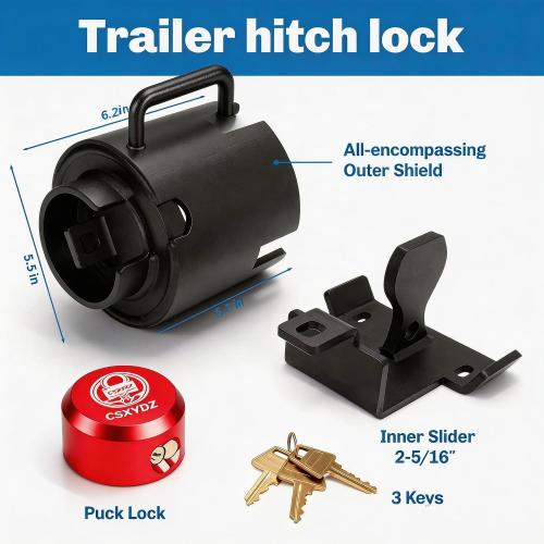 Trailer Ball Lock, Heavy Duty, Fits 2 5/16-Inch Couplers(with Handle)