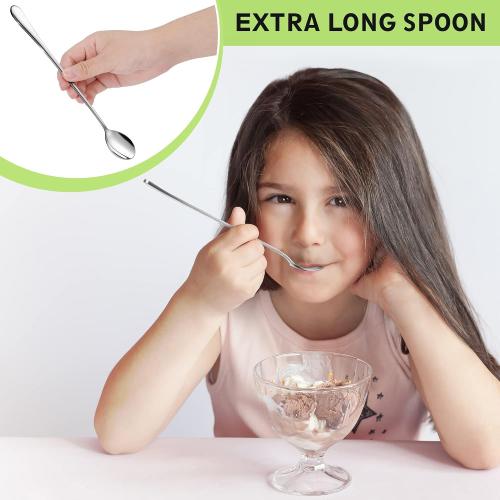 9 Ice Cream Spoons Long Handle Iced Tea Spoons Thicken Heavy Duty 2Pcs | Upgrade Anti-bent Dishwasher-safe Coffee Spoons Stainless Steel Reusable for Stirring Drinks Honey Sundaes Dessert Coffee Bar