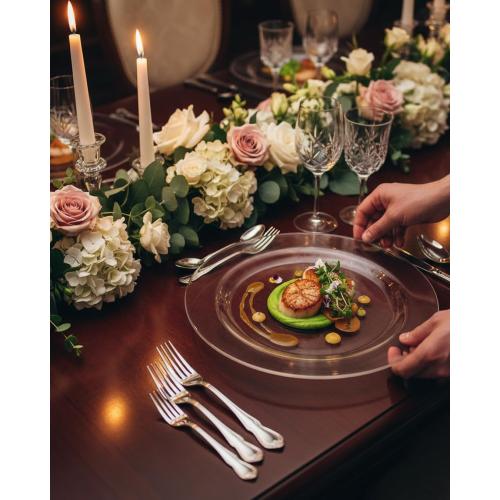 bUCLA 100Pieces Clear Plastic Plates -10.25inch Disposable Dinner Plates- Premium Weddings& Party Plates