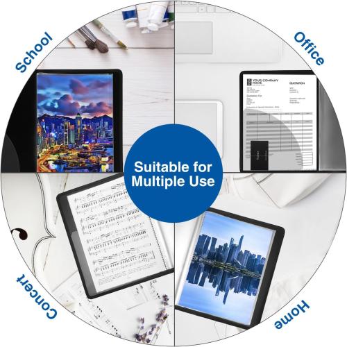 Black Sooez Heavy Duty Binder with Plastic Sleeves 18x24, Portfolio Folder with 30 Clear Sheet Protectors, Display 60 Pages, Presentation Book for Artwork, Sheet Music, Document