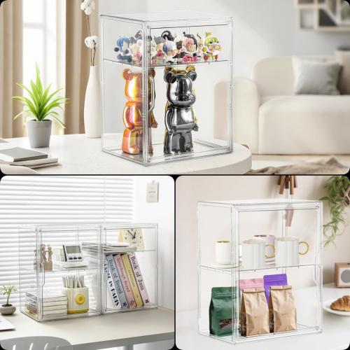 Attelite Acrylic Display Case for Figures 3 Adjustable Layers 4Pack