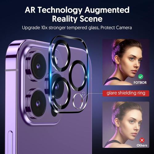 Fotbor for [3 3 Pack] iPhone 14 Pro Max Screen Protector with Camera Lens Protector, 9H Shatterproof Tempered Glass Film with Easy Installation Frame, HD Clear Sensitive Full Coverage 6.7 Inch‼️missing two‼️
