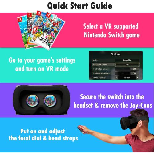 Orzly VR Headset Designed for Nintendo Switch & Switch OLED Console with Adjustable Lens for a Virtual Reality Gaming Experience and for Labo VR - Black - Gift Boxed Edition