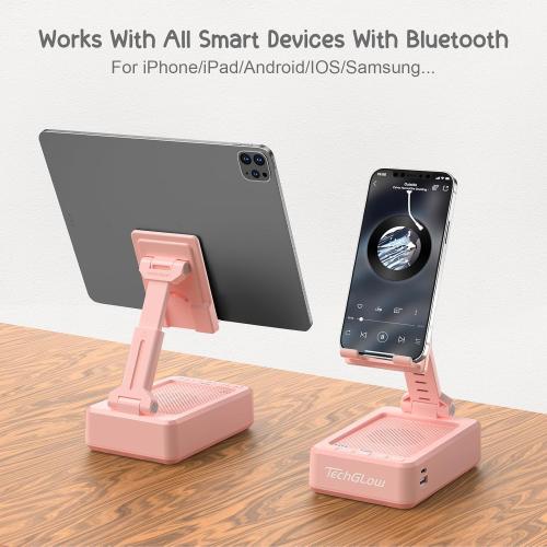 TechGlow Gifts for Men Women Foldable Cellphone Stand with Charging Function Birthday Gift Idea for Mom Dad Cool Gadget Tech Gifts-Pink
