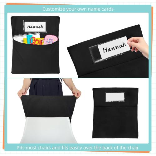 Classrooms Chair Pockets, 24 PCS Sturdy 18x20 Chair Bags for Classroom Chairback Pockets with Name Tags Storage for Supplies Classroom Organization Fits Most Student Chairs K-2 Teacher Essentials