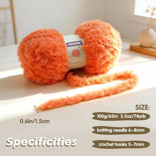 Faux Fur Fluffy Yarn for Crochet, White Fuzzy Plush Yarn for Crocheting