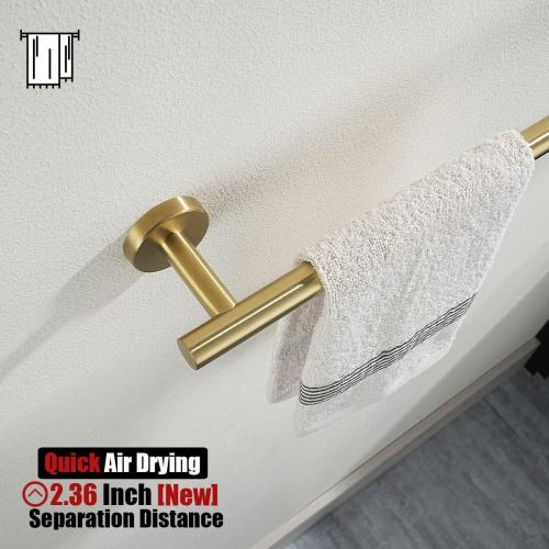 JQK Bath Towel Bar, 27 Inch Brushed Light Gold Towel Rack Bathroom, 304 Stainless Steel Thicken 0.8mm Towel Holder Wall Mount, Useable Length 24 Inch, TB110L24-BG