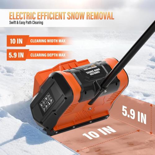 Snow Shovel Cordless, 20V | 10 Inch Electric Snow Blower with 2 X 4.0Ah Replaceable Batteries & Charger Up to 50 Mins, Battery Operated Snow Blower with Adjustable Front Handle, Lightweight
