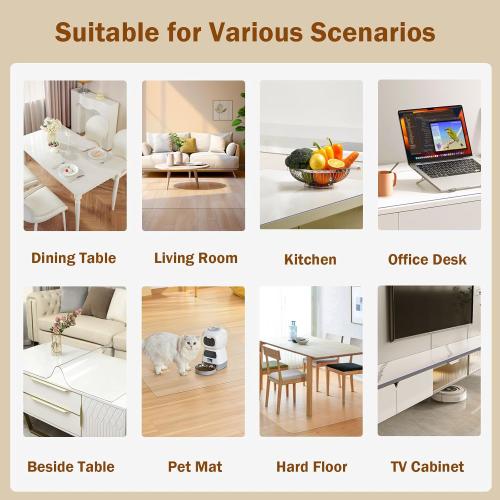 Clear Royhom Clear Table Cover Protector 36 x 60 Inch, 1.5mm Thick Plastic Table Cover, Waterproof, Easy to Clean, Transparent PVC Desk Protector Mat for Dresser, TV Cabinet, Dining Room