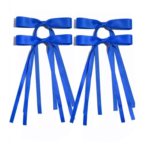 Ayesha Blue Hair Bows Clips Royal Blue Bow Hair Ribbon Bowknot with Long Tail Blue Bows Barrettes Hair Accessories for Women Girls 4PCS