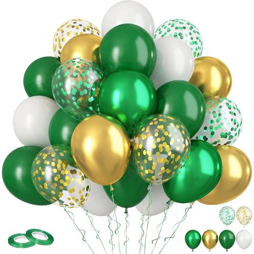 Green Gold Balloons 60PCS Metallic Gold Green for Safari Jungle Baby Shower