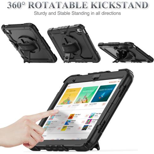 SEYMAC stock Case for iPad (A16) 11th/10th Generation 11''/10.9'' 2025/2022, Full-Body Drop Protection Case with Screen Protector &360° Rotate Hand Strap/Stand, Black