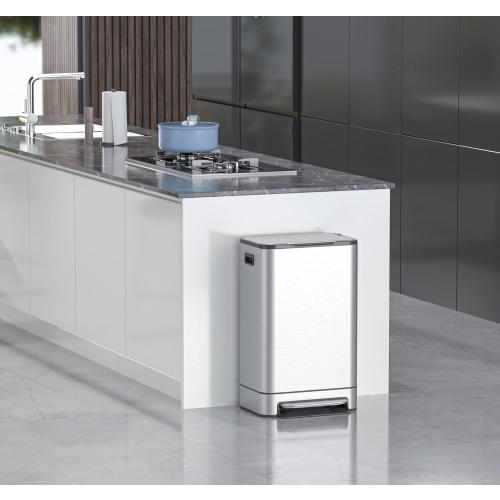 Size 13.2 gallon Kitchen Trash Can - ELPHECO - 13.2 Gallon Stainless Steel Garbage Bin with Soft Slow Lid, 50 Liter Pedal Trash Can, Durable Pedal, Removable Plastic Inner Bucket Waste Bin for Office, Kitchen, Outside