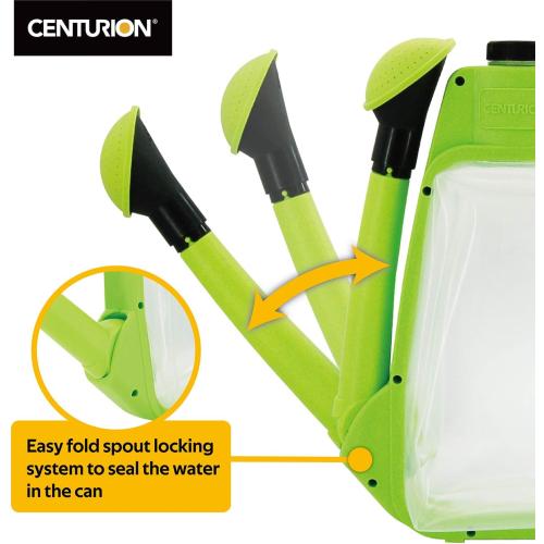 Centurion 1407 Foldable Clear Plastic Watering Can,1½ Gal with Rotating Nozzle, Long Stem Spout, Compact Ergonomic Design with Sprinkler & Pouring System Ideal for Indoor/Outdoor Lawn & Garden - Lime
