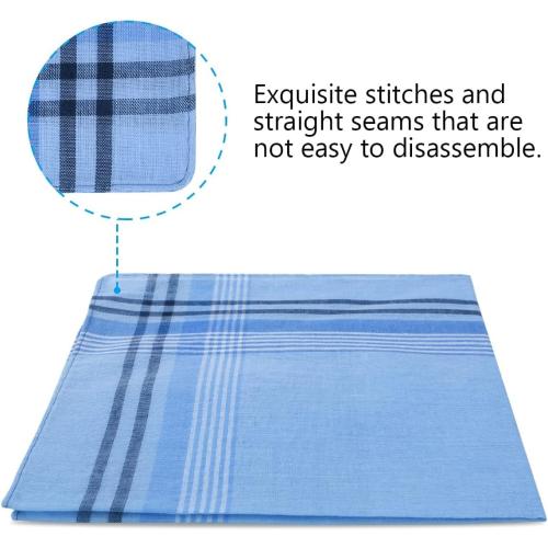 Pack of 12 URAQT Men's Handkerchiefs, 12 Pack Gents Hankies, Mens Premium Handkerchiefs Cotton White Pocket Square Hanks for Men Women