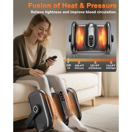 Shiatsu Foot Massager Machine with Heat : Deep Kneading Calf Massager with Vibration for Plantar Fasciitis, Neuropathy, Pain Relief, Circulation for Home and Office Use*Missing Remote*