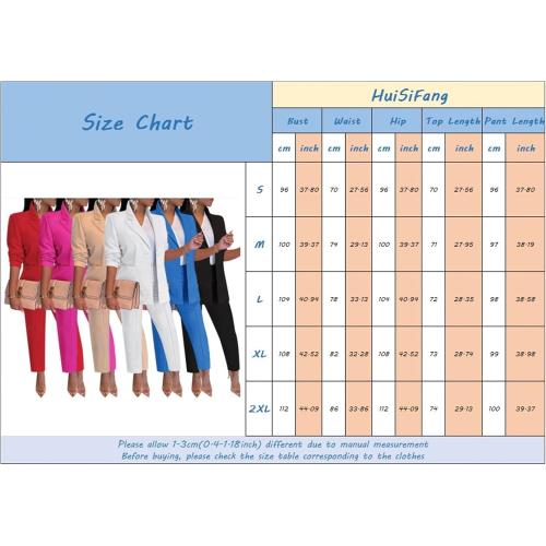 HuiSiFang Women's Blazer and Pants 2 Piece Suits 2025 Fall Fashion Solid Color Casual Blazer Sets Size medium