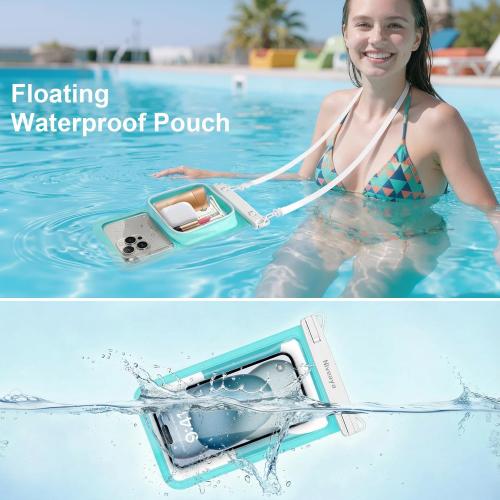 Niveaya Large Waterproof Phone Pouch, Up to 8.5, 2 Pack-Black & Green