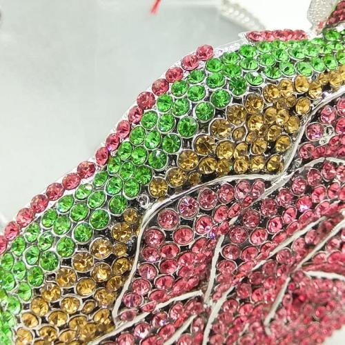 Boutique De FGG Rose Crystal Clutch Purse Women Flower Evening Bag Wedding Party Prom Bridal Rhinestone Floral Handbag,Mini