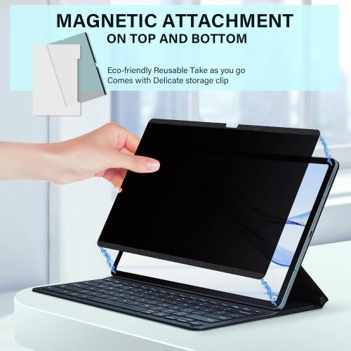 Magnetic Privacy Screen Protector for Samsung Galaxy Tab S9 Plus/Tab S9 FE  Plus/S7 FE 5G / S8/S7 Plus 12.4 Inch Filter Anti Glare Blue Light Screen Film,Bubble Free Shield,Scratch Resistant Guard