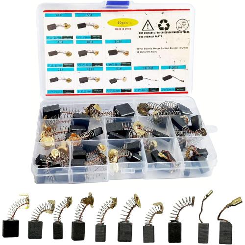 2pck Electric Motor Carbon Brushes 40Pcs 10 Different Sizes Replacement Repair Suitable for Repair Power Tools Part
