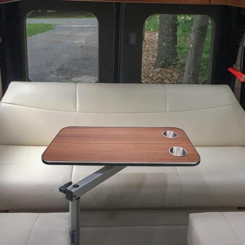 RV Table Top, Boat Table Top Solid Wood with 2 Stainless Steel Cup Holders for Trailer Motorhome Yacht Boat Deck 800 X 400mm (Brown)