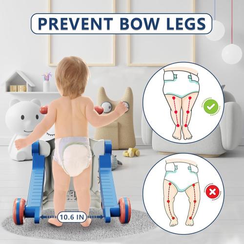 White, Red, and Navy Blue QDRAGON 5 in 1 Push Walkers for Baby Boys, Toddler Learning to Walk, Sit to Stand Walker, Early Learning Push Toy for Infant 12  Months