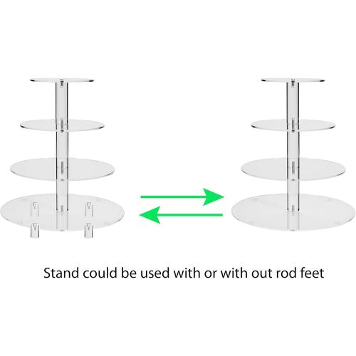 Jusalpha Large 4 Tier Cupcake Stand,Acrylic Round Cake Stand Dessert Tower Tea Party Serving Platter, Cupcake Tree Wedding Party Décor, Stand with Rod Feet (4RF)