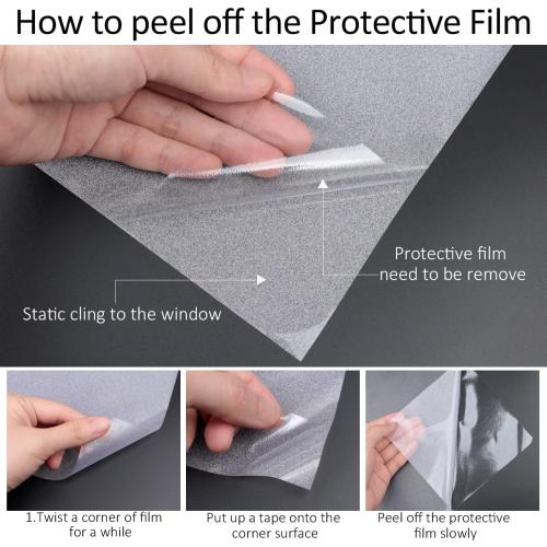 HIDBEA Frosted Window Privacy Film Heat Control UV Blocking, Static Cling Non-Adhesive Reusable Door coverings for Bathroom Home Office (Frosted 17.5 Inch x 6.5 Feet)