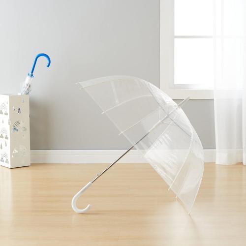 KIDS Amazon Basics Clear Umbrella for Rain, Round Bubble Umbrella for Wedding, With Wide Coverage , Auto Open, Strong Fiberglass Frame, Steel Shaft, Spoke Protectors for Safety