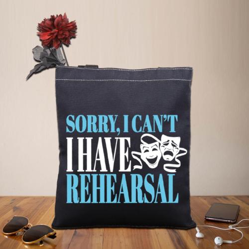 BDPWSS Theater Tote Bag Drama Actor Actress Gift Comedy Tragedy Mask Gift Sorry i Can't i Have Rehearsal Bag