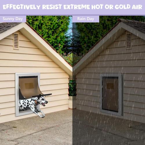 Durable Pet Door, Aluminum Door for Dog and Pets, Large Doggie Door with Automatic Closing Magnetic Flap, Ideal for Interior and Exterior Doors, Screen and Wall, Weather Resistant