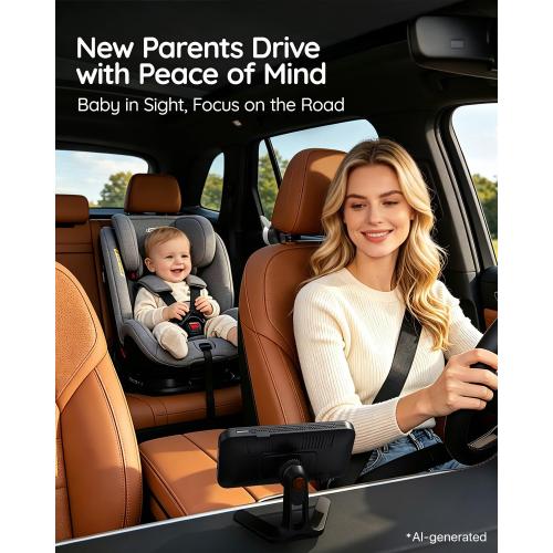 Babyvue USB Baby Car Camera, Backseat Monitor Car Seat Mirror | 1080P HD Easy Install, Auto IR Night Vision, 360° Rotating for Rear-Facing Kids Infant & New Parents(White)