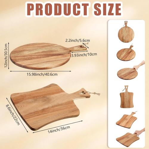 Hsei 2 Pcs Wood Cutting Boards with Handle Charcuterie Boards, Practical