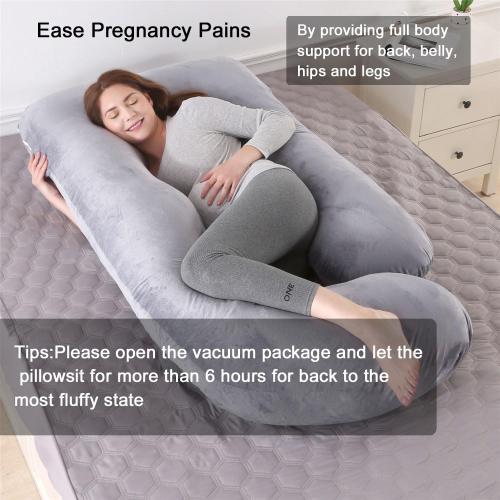 Pharmedoc pillows for Sleeping, U Shaped Full Body Maternity Pillow with Removable Cover - Support for Back, Legs, Belly, HIPS for Pregnant Women, 57 Inch Pregnancy Pillow for Women, Grey