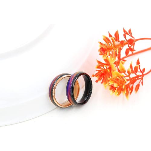 6mm Stainess Steel Band Temprature Sensitive Color Changing Mood Rings for Men Women, His Her Black Rose Gold Plated Anniversary Wedding Birthday Band Rings Y1854