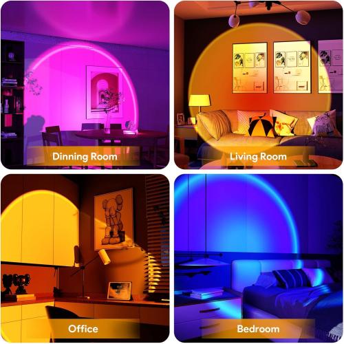 UNTESTED...Sunset Lamp Projection Led Lights with Remote, Multicolor Colors Night Light 360° Rotation Rainbow Lights 4 Modes Setting for Photography/Selfie/ Party/Home/Living Room/Bedroom Decor, Gifts for Women
