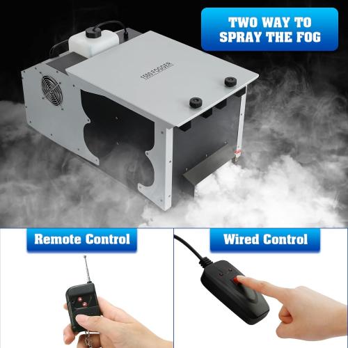 Fog Machine Low Lying, 1500W Smoke Machine Stage Fog Maker Fogger 18000CFM with Remote & Wired control for Halloween Wedding Party Stage Effect