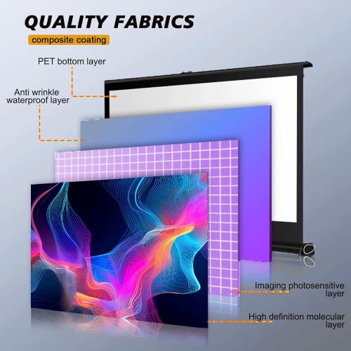 Tecdigbo 50 Inch Projector Screen Pull Down, 16:9 Projector Screen Retractable Tabletop Screen Tripod Stand for Home Theater Meeting Room, School Indoor Outdoor Ceiling Wall Mount Upgrade