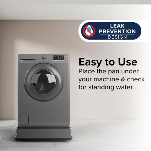 Camco Low Profile Washing Machine Drain Pan with PVC Fitting, 30.5-Inch x 34.5-Inch, Graphite - Protects Your Floors from Washing Machine Leaks - Easy to Use - Graphite - 20784