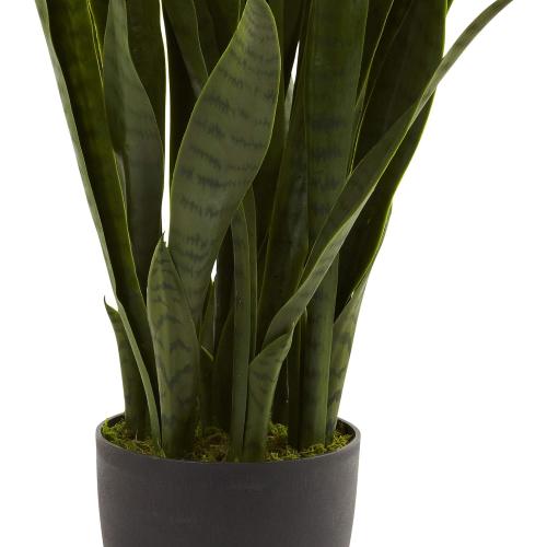 ‼️has mild stains ‼️Nearly Natural 35in Artificial Snake Plant, Sansevieria Faux Greenery with Black Planter for Indoor Home Office Decor, Low Maintenance