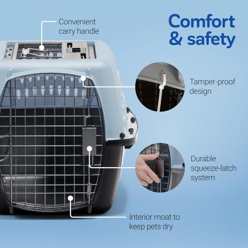 Petmate Dog Crates for Small Dogs & Cat Carriers, Two-Door Plastic Pet Kennel, Top & Front Loading, Made in USA, 24, Blue