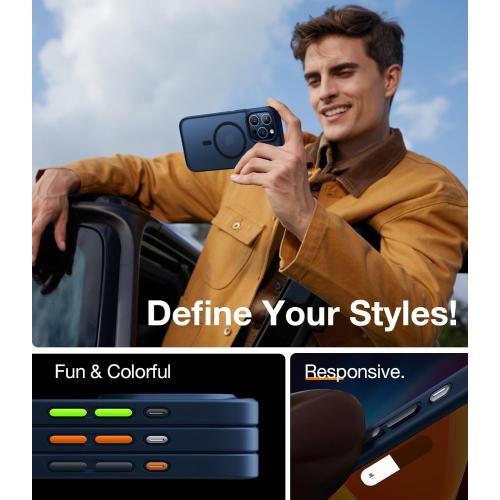 TORRAS Magnetic Guardian Designed for iPhone 15 Pro Max Case, Military Grade Drop Tested, Compatible with MagSafe, Slim Case for iPhone 15 Pro Max Phone Case (6.7) 2023, Blue Titanium