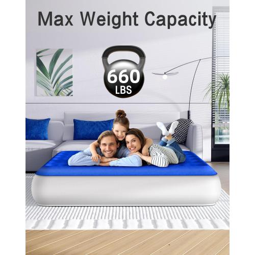 Xsleep Queen Air Mattress with Built in Pump Luxurious Comfort Raised Inflatable Mattress Queen Airbed Blow Up Mattress for Home and Guests Air Bed 2 Mins Fast Inflate/Deflate 660 lbs Max